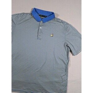 Masters Collection Golf Polo Striped Shirt Men’s L Green Blue Yellow Augusta